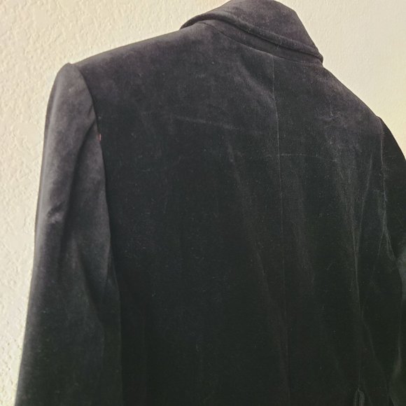 LOFT US Women's Size 8 Velour Black 3 Button Blazer Jacket Holiday Cotton Blend - Picture 5 of 11